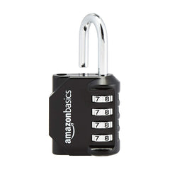 Amazon Basics 4-Digit Combination Padlock, Black, 2-Pack