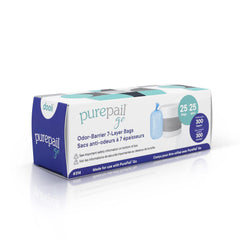 PurePail Go Odor-Barrier 7-Layer Refill Bags — 25 Count — Holds up to 300 Newborn Diapers — Blocks Odors with No Added Fragrance — Less Waste, No Cutting & No Canisters — Fits PurePail Go