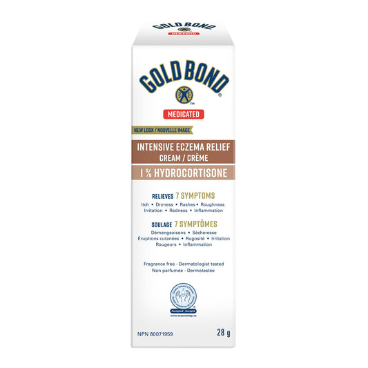 Gold Bond Medicated Intensive Eczema Relief 1% Hydrocortisone Cream, 28g Tube, Medicated Eczema Treatment With 5 Moisturizers to Relieve Itch, Rashes, Redness, Roughness, Irritation and Inflammation