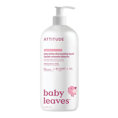 ATTITUDE Baby Bottle & Dish Soap, EWG Verified Bottle Cleaner, Fragrance Free & Dye Free, Removes Milk Residue & Grease, Vegan, Unscented, 33.8 Fl Oz