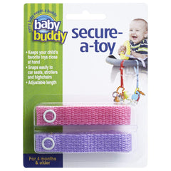 Baby Buddy Secure-a-Toy, Adjustable Pacifier and Teether Strap for Stroller, Highchair, and Car Seat, Pink Lilac, 2 pack