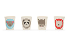 Red Rover Bamboo Animal Kids Drinking Cups, Set of 4, 8 oz, Koala, Panda, Hippo, Polar Bear