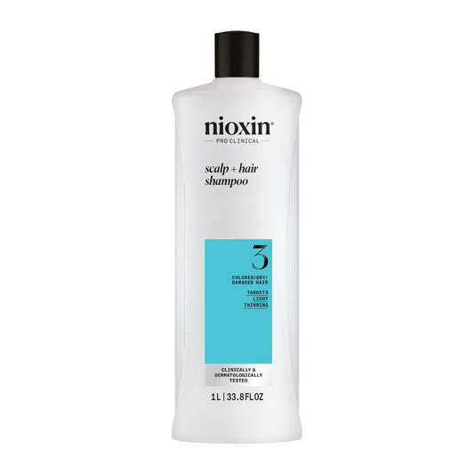 Nioxin System 3 Scalp + Hair Thickening Shampoo | For Colored, Dry, & Damaged Hair with Light Thinning | Maintain Vibrant Color | Strengthen & Nourish with Niacinamide & Biotin | 33.8 Fl Oz