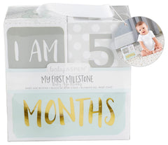 Baby Aspen My First Milestone Age Blocks, White/Grey/Mint/Gold