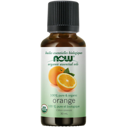 NOW Essential Oils, Organic Orange Oil, Uplifting Aromatherapy Scent, Cold Pressed, 100% Pure, Vegan, Child Resistant Cap, 30mL