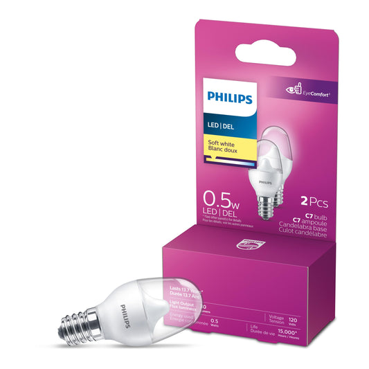 Philips 465575 Led 7W Night Light Soft White (2700K) Frosted Non-Dimmable-2 Pack