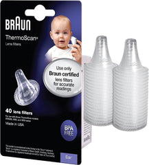 Braun ThermoScan Lens Filters for Ear Thermometer, Baby Thermometer Ear Covers, Disposable Probe Covers, Clear, 40 Count