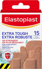 Elastoplast Extra Tough Waterproof Adhesive Bandages, 15 Strips, Beige | Flexible Fabric | Durable Protection Super Strong Adhesion for Extra Strong Sticking Power