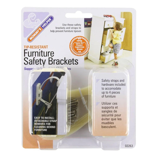 Mommy's Helper Tip-Resistant Furniture Safety Brackets, Ivory, 8-Pack