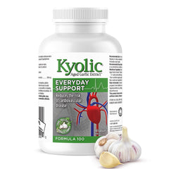Kyolic - Aged Garlic Extract Supplements - Formula 100 Everyday Support 300mg, 90 Capsules 22-Day Supply - Odorless Garlic Pills - Promotes Heart Health and Supports Overall Wellness