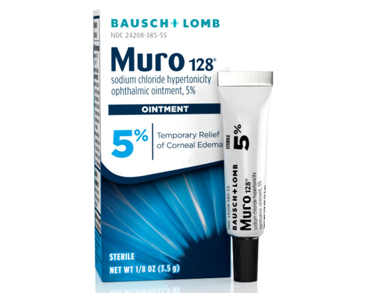 Muro 128 Ointment, Temporary Relief of Corneal Edema, Eye Care, Sodium Chloride Hypertonicity Ophthalmic 5% Ointment , 0.12 Oz