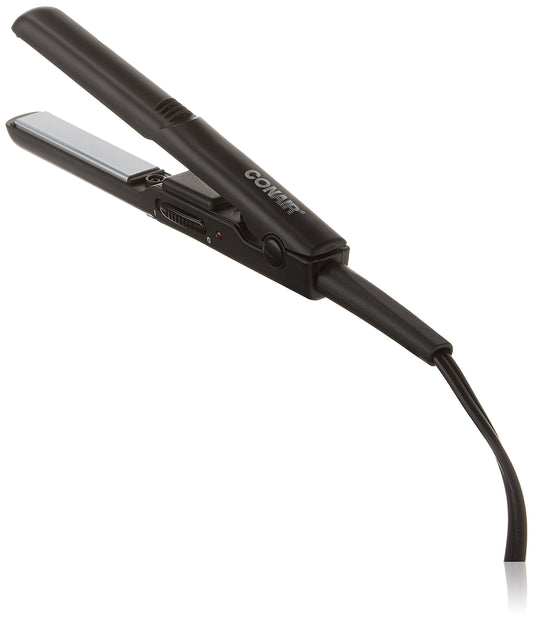 Conair Mini Pro CS80XAC 1/2-Inch Hair Straightener, 56°F (180°C) High Heat, Dual Voltage, 13mm Flat Iron, Black