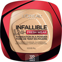 L’Oréal Paris Infallible 24H Fresh Wear In A Powder Foundation, Waterproof Matte Finish, Vanilla 120, 1 Count