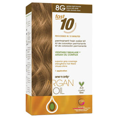 One n' Only One n Only Argan Oil Fast 10 Permanent Hair Color Kit - 8G Golden Light Blonde Hair Color Unisex 1 Pc