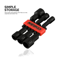Neiko 10191A Impact Ready Magnetic Nut Driver | 6 Piece | MM | 8 to 14 mm | 2-9/16β Length | Cr-V, Metric,Master Kit
