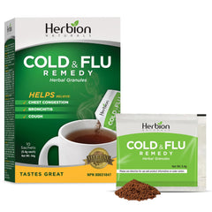 Herbion Naturals Cold and Flu Granules | Herbal Tea | Cough Relief | Sore Throat |10 sachet