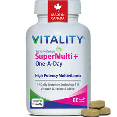 VITALITY High Potency Multivitamin for Women - One-a-Day Time Release Vitamins & Minerals, Iron, Iodine, B Complex Vitamin C, Calcium, Magnesium & Vitamin D, Energy, Bone & Immune Support, 60 tabs
