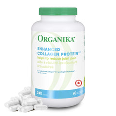 Organika Enhanced Collagen Protein Capsules - For Healthy Hair, Skin, Nails, Joints - Hydrolyzed For Better Absorption – Grass-Fed, Non-GMO - 240 Capsules