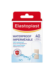 Elastoplast Aqua Protect Waterproof Adhesive Bandages | 40 Strips, Transparent | 100% Waterproof | Extra Strong Adhesion | Ideal for washing, showering, bathing and swimming | Non-stick Wound Pad