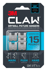 3M CLAW Drywall Picture Hangers: Drywall Picture Hanger 15 lb. with Temporary Spot Marker / 5-Pack (Silver) / 5-Pack