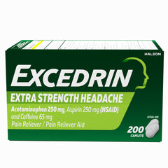 Excedrin Extra Strength Pain Relief Caplets for Headache Relief, Acetaminophen 250mg, Aspirin 250mg, Caffeine 65mg, Pain Reliever, 200 Count
