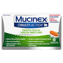 Mucinex Multi-Action Congestion,Cold & Flu Caplets, 20 count