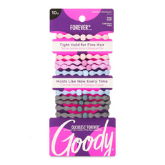 Goody Ouchless Forever Hair Elastics -10 Count, Assorted Colors - Damage-Free Bands, 3X Stronger Elastic Ties, Retainable Shape, 16 Strand Inner Core, Styling Accessories for Women & Men, All Hair Types