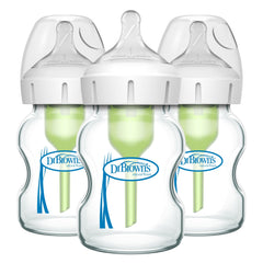Dr. Brown's Options+ Wide-Neck Glass Baby Bottles, 5 Ounce, 3 Pack