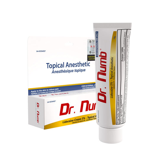 DR. NUMB 5% Lidocaine Topical Anesthetic Tattoo Numbing Cream - 10g || Vitamin E Combined for Pain Relieves of Itching, Burning & Hemorrhoid Treatment (1)