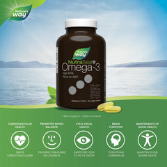 Nature's Way NutraSea HP Omega 3 Extra Strength Supplement with Fish Oil – Fresh Mint Flavour – Heart & Brain Support for Adults and Kids 9+ – 60 Softgels