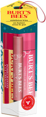 Burt's Bees Mistletoe Kiss Set, 3 Lip Products, Pomegranate Moisturizing Lip Balm, Peony Lip Shimmer and Hibiscus Tinted Lip Balm, 3 Assorted Products, Christmas Gifts, Stocking Stuffer