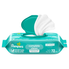 Pampers Baby Wipes, Complete Clean Fragrance Free, 1X Pop Top, Hypoallergenic and Dermatologist-Tested, 1 Pack (Count of 72)