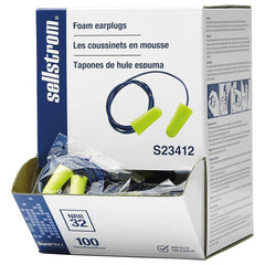 Sellstrom S23412 Foam Plug-Corded-100PR/Disp, Standard, Hi/Viz Green (Pack of 100)