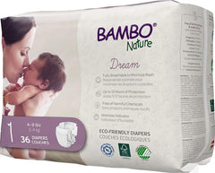 Bambo Nature Hypoallergenic Baby Diapers, Eco-Labelled Diapers, Enhanced Leakage Protection, Totally Chlorine-free - Size 1 (36 Count)