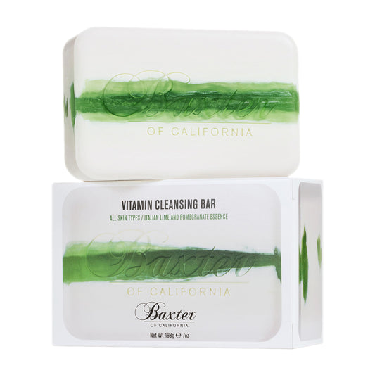Baxter of California Vitamin Cleansing Bar for Men - Italian Lime & Pomegranate Essence, Fresh Cucumber Scent, Luxurious Lather, Refreshes & Nourishes, 7 Oz