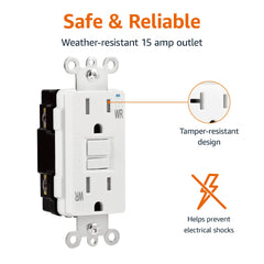 Amazon Basics Weather-Resistant GFCI Receptacle with LED Indicator, 15 Amp