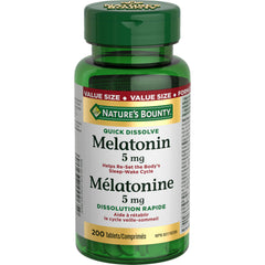 NATURE'S BOUNTY Melatonin, Quick Dissolve 5mg Tablets, Helps To Fall Asleep, Increase Total Sleep Time, Fall Asleep Faster, And Reset Sleep Wake Cycle, 44 g