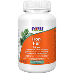 NOW Supplements Iron Bisglycinate 36mg Capsules, 90 Count