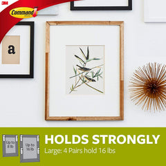 Command Large Picture Hanging Strips, 4 Pairs, Black - 17206BLK-C