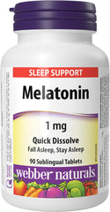 Webber Naturals Melatonin 1 mg, 90 Quick Dissolve Tablets, For Sleep Support