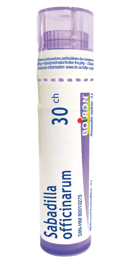 Boiron Sabadilla officinarum 30ch,Homeopathic medicine. Each tube contains 4 g (approximately 80 pellets)
