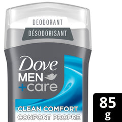 Dove Men+Care Aluminum Free Deodorant Stick, with 1/4 Moisturizing Cream, for 72H Odour Protection, Clean Comfort, 85 g