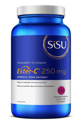 Sisu Ester-C 250mg Chewable Tablets, Berry, Naturally Sweetened Vitamin C with 24-hour Immune Support, Less Acidic, Better Absorbed & Retained Than Other Forms of Vitamin C, Gluten Free & Vegan