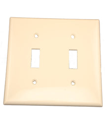 Leviton 80709-T 2-Gang Toggle Device Switch Wallplate, Standard Size, Thermoplastic Nylon, Device Mount, Light Almond