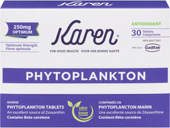 Karen Phytoplankton Optimum Tablets - Marine Phytoplankton Supplement for Men & Women - Essential Vitamins Minerals, & Omega 3 Pills - Digestive, Immunity, Energy, Skin, Sleep, & Gut Health - 30 Count