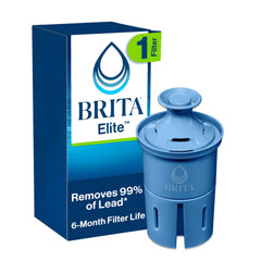 Brita Elite Replacement Filter, Reduces 30+ contaminants while keeping healthy minerals, WQA Certified to reduce Lead, Microplastics, Chromium and Chlorine, Lasts 6 months, 1 Count