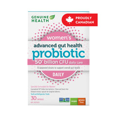 Genuine Health Advanced Gut Health Probiotic Women's Daily 50 Billion CFU - Healthy Digestion & Gut Flora Support - Women’s Probiotic - Vegan, Gluten-Free & Non-GMO - 30 Capsules (30 Servings)