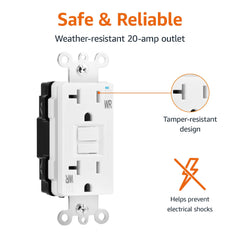 Amazon Basics Weather-Resistant GFCI Receptacle with LED Indicator, 20 Amp