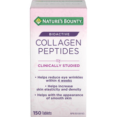 NATURE'S BOUNTY Collagen Peptides, Bioactive, Helps Reduce Eye Wrinkles & Fine Lines Within 4 Weeks, Increase Skin Elasticity & Density, And the Appearance of Smooth Skin, Tablets, 209 g