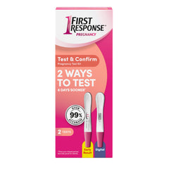 First Response Test & Confirm - Pregnancy Test Kit - Rapid Result and Digital Pregnancy Tests - 2 Ways to Test - Over 99% Accurate - Analog (1 Count) - Digital (1 Count) - 2 Tests